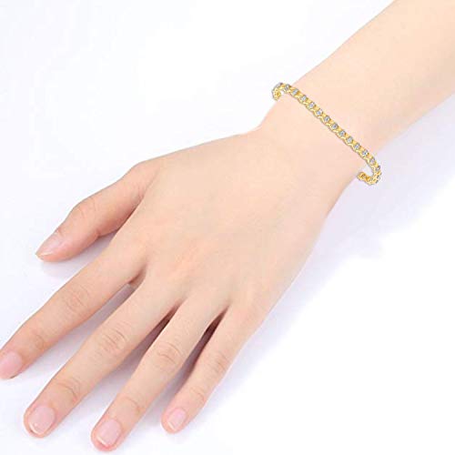 Jewelili Link Bracelet with Diamonds in 10K Yellow Gold 2.00 CTTW View 2