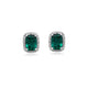 Load image into Gallery viewer, Jewelili 10K White Gold Cushion Cut Created Emerald and Diamonds Stud Earrings
