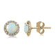 Load image into Gallery viewer, Jewelili 10K Yellow Gold With Round Created Opal and Created White Sapphire Stud Earrings
