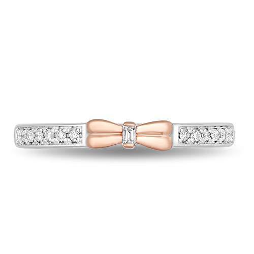 Enchanted Disney Fine Jewelry 14K White And Rose Gold 1/10Cttw Diamond Snow White Bridal Band