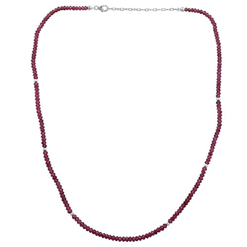 Jewelili Sterling Silver With Garnet Bead Pendant Necklace