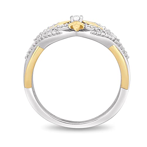 Enchanted Disney Fine Jewelry Sterling Silver and 10K Yellow Gold with 1/4 CTTW Diamond Anna Ring