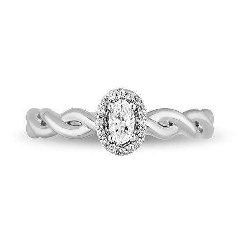 Jewelili Ring with Diamonds in 10K White Gold View 2