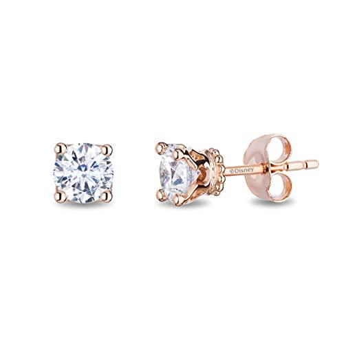 Enchanted Disney Fine Jewelry 14K Rose Gold with 3/4cttw Diamond Majestic Princess Solitaire Earrings