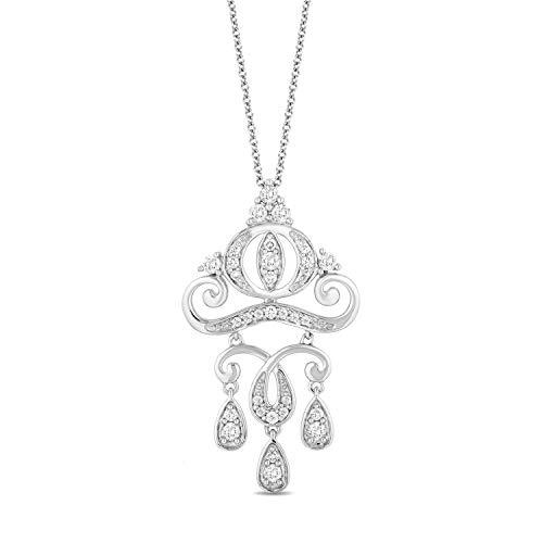 Enchanted Disney Fine Jewelry 14k White Gold 1 Cttw Cinderella Carriage Pendant