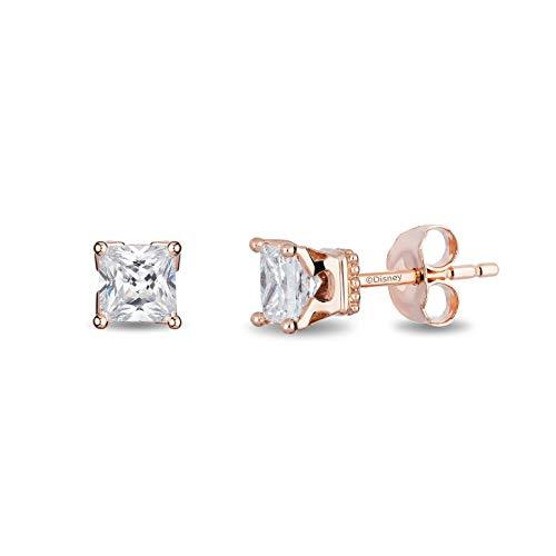 Enchanted Disney Fine Jewelry 14K Rose Gold 3/4Cttw Princess Cut Diamond Majestic Princess Solitaire Earrings