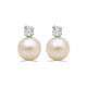 Load image into Gallery viewer, Jewelili Sterling Silver 5.5mm Round Cultured Pearl and White Cubic Zirconia Stud Earrings
