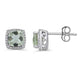 Load image into Gallery viewer, Jewelili Sterling Silver With Checkerboard Cushion Green Quartz and Round Created White Sapphire Stud Earrings
