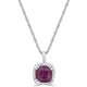 Load image into Gallery viewer, Jewelili Halo Pendant Necklace with Diamonds and Created Alexandrite in 10K White Gold 1/12 CTTW
