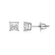 Load image into Gallery viewer, Jewelili 14K White Gold With 1/2 CTTW Princess Cut Diamonds Stud Earrings
