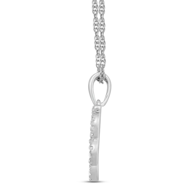 Jewelili Alphabet Initial B Pendant Necklace with Round Shape Created White Sapphire in Sterling Silver View 1