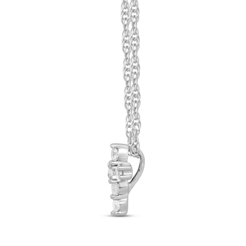 Jewelili Cross Pendant Necklace with Natural White Round Diamonds in Sterling Silver 1/6 CTTW View 1
