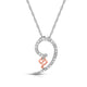Load image into Gallery viewer, Jewelili Heart Pendant Necklace with Natural White Round Diamonds in 10K Rose Gold over Sterling Silver 1/10 CTTW 
