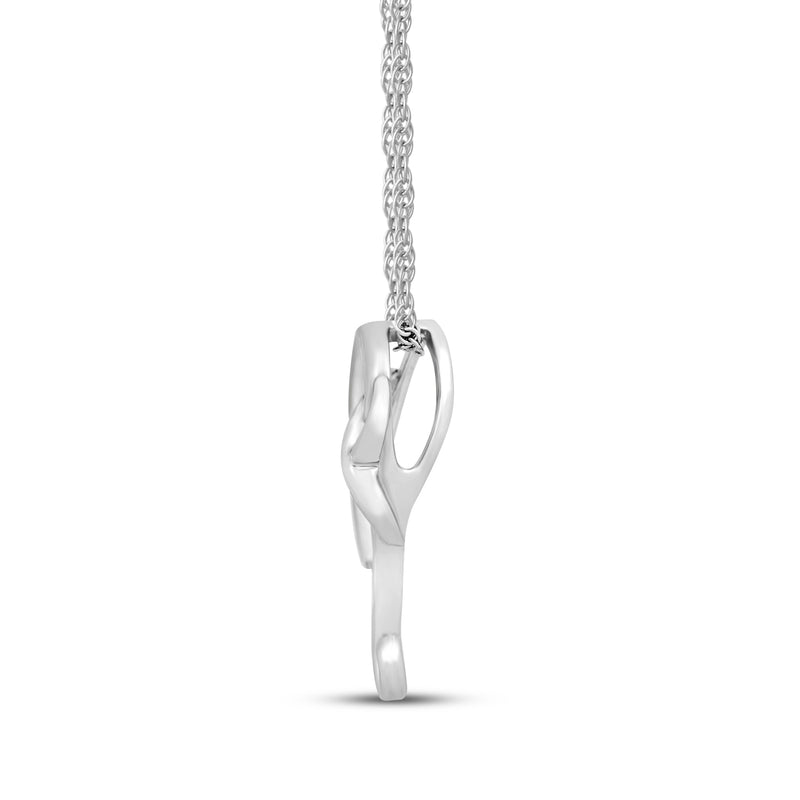 Jewelili Heart Infinity Pendant Necklace with Natural White Round Diamonds in Sterling Silver 1/10 CTTW View 1