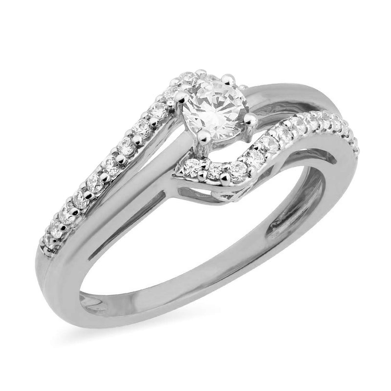 Jewelili Engagement Ring with Diamonds in 10K White Gold 1/2 CTTW View 1