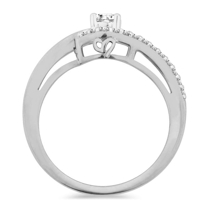 Jewelili Engagement Ring with Diamonds in 10K White Gold 1/2 CTTW View 2