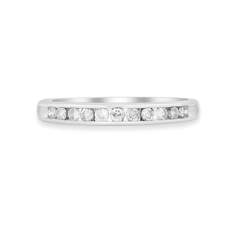 Jewelili Sterling Silver with 1/4 CTTW Natural White Round Shape Diamonds Band Ring