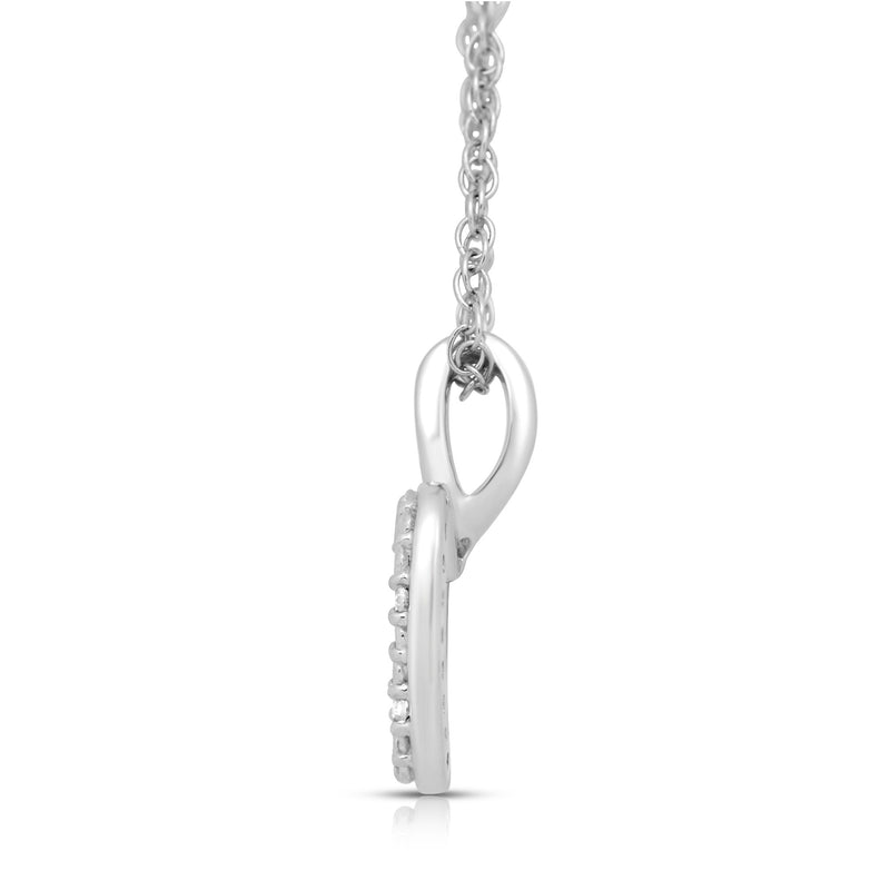 Jewelili Fruit Charm Apple Pendant Necklace with Natural White Round Diamonds in Sterling Silver View 1