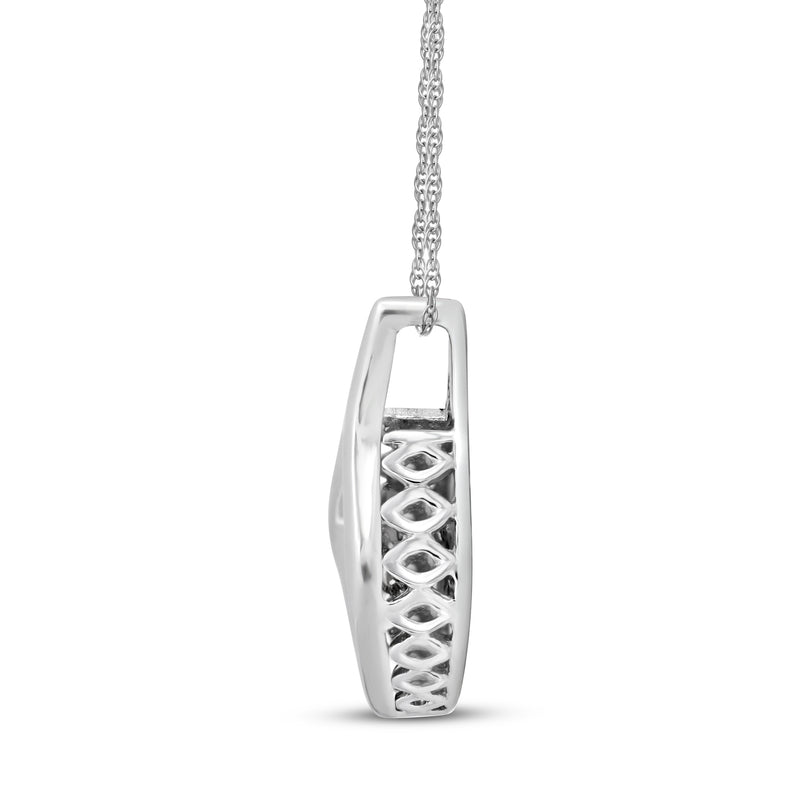 Jewelili Dancing Heartbeat Pendant Necklace with Natural White Round Diamonds in Sterling Silver 1/10 CTTW View 1