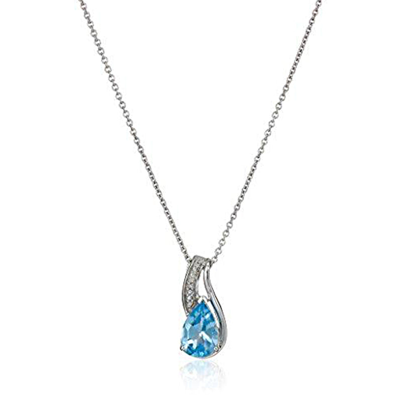 Jewelili Pear Earring Sets Blue Topaz Jewelry in Sterling Silver - View 2