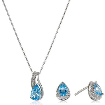 Jewelili Sterling Silver With Swiss Blue Topa