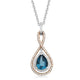 Load image into Gallery viewer, Jewelili Two Tone Infinity Teardrop Pendant Necklace with London Blue Topaz and Diamonds in 10K Rose Gold over Sterling Silver 1/4 CTTW View 1
