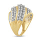 Load image into Gallery viewer, Jewelili Wavy Ring with Natural White Diamond in 14K Yellow Gold over Sterling Silver 1 CTTW View 4
