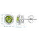 Load image into Gallery viewer, Jewelili Peridot Stud Earrings with Round Natural Diamonds and Cushion Cut in 10K White Gold 1/10 CTTW View 3
