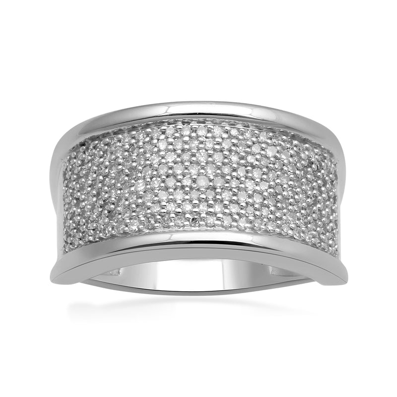 Jewelili Ring with Natural White Round Diamonds in 10K White Gold 1/2 CTTW View 1