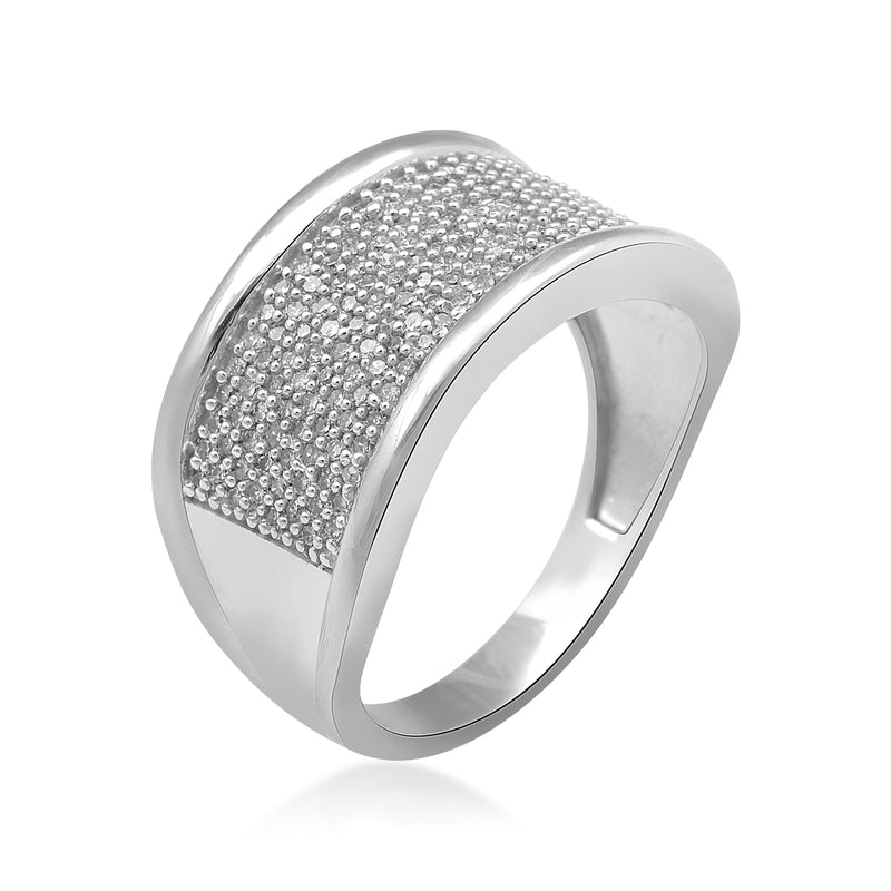 Jewelili Ring with Natural White Round Diamonds in 10K White Gold 1/2 CTTW View 2