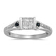 Load image into Gallery viewer, Jewelili Ring with Princess Cut and Round Natural White Diamonds With 1.5mm Blue Sapphire in 10K White Gold 1/4 CTTW View 1
