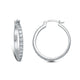 Load image into Gallery viewer, Jewelili Sterling Silver With Round Created White Sapphire Hoop Earrings

