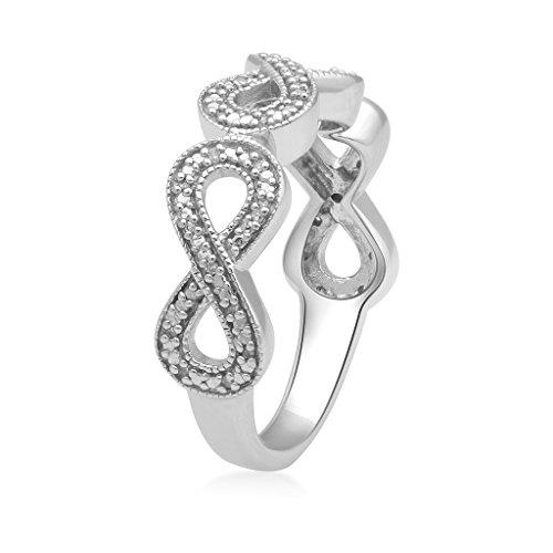 Jewelili Infinity Ring with Natural White Round Diamonds in Sterling Silver View 2