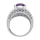 Load image into Gallery viewer, Jewelili Ring Oval Shape Amethyst with Round White Topaz and Natural Emerald Ring in Sterling Silver View 2
