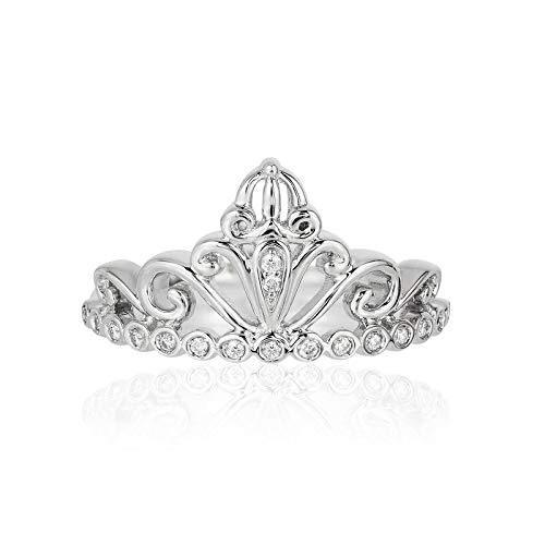 Enchanted Disney Fine Jewelry 14K White Gold 1/10 CTTW Cinderella Carriage Ring