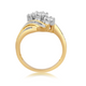 Load image into Gallery viewer, Jewelili 14K Yellow Gold Over Sterling Silver with 3 Stone Created White Sapphire and Diamonds Ring

