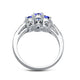Load image into Gallery viewer, Jewelili Ring with Oval Shape Tanzanite and Natural Round Diamonds in Sterling Silver View 2
