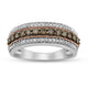 Load image into Gallery viewer, Jewelili 14K Rose Gold over Sterling Silver With 1/2 CTTW Champange and White Diamonds 3 Row Wedding Band
