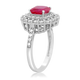Load image into Gallery viewer, Jewelili Halo Ring with Cushion Cut Created Ruby and Round Created White Sapphire in Sterling Silver View 4
