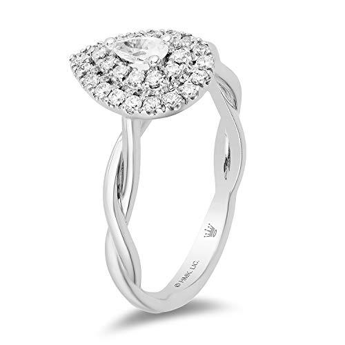 Jewelili Ring with Diamonds in 10K White Gold 1/5 CTTW View 2