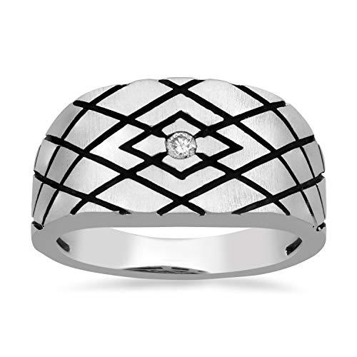 Jewelili Fashion Ring with Round Natural White Diamonds in Sterling Silver View 1