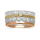 Load image into Gallery viewer, Jewelili 10K Yellow, Rose and White Gold 1/3 CTTW Baguette and Round Natural White Diamonds Trio Stackable Ring
