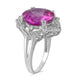 Load image into Gallery viewer, Jewelili Halo Cushion Ring with Round Created Pink Sapphire and Round Created White Sapphire Sterling Silver View 2
