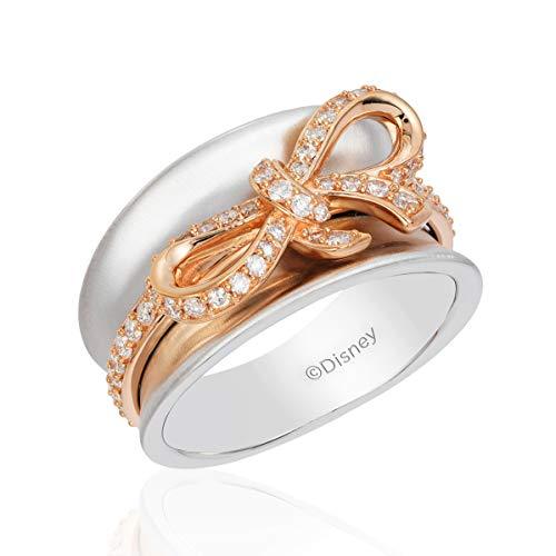 Enchanted Disney Fine Jewelry 14K White And Rose Gold With 3/4Cttw Snow White Couture Bow Ring