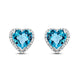Load image into Gallery viewer, Jewelili 10K White Gold with Heart Shape Natural Swiss Blue Topaz and 1/10 CTTW Natural White Round Diamonds Stud Earrings
