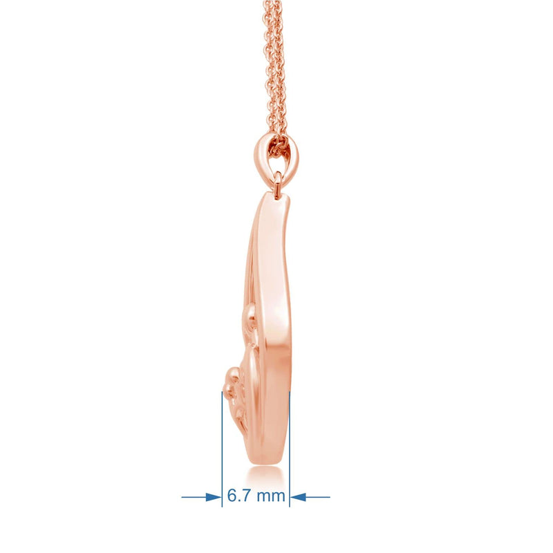 Jewelili Parent and Three Children Teardrop Pendant Necklace in 14K Rose Gold over Sterling Silver View 4