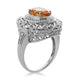 Load image into Gallery viewer, Jewelili Halo Ring with White Diamonds and Oval Citrine in Sterling Silver 1/10 CTTW View 2
