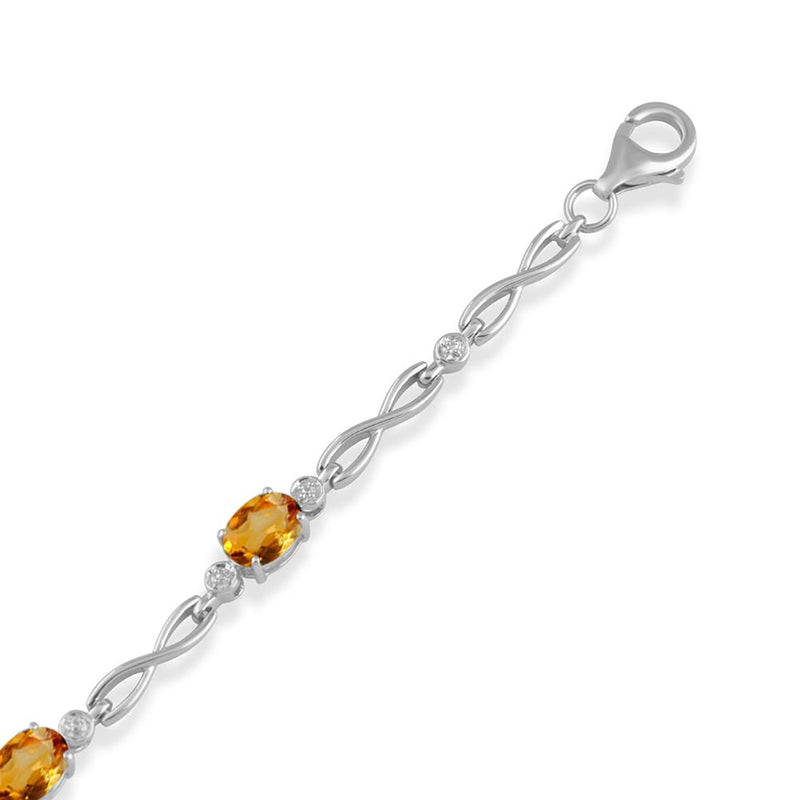 Jewelili Link Bracelet with Oval Madeira Citrine in Sterling Silver View 2