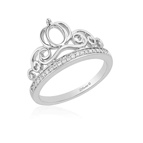 Enchanted Disney Cinderella Tiara Ring Natural White Diamond in Sterling Silver 1/10 CTTW View 1