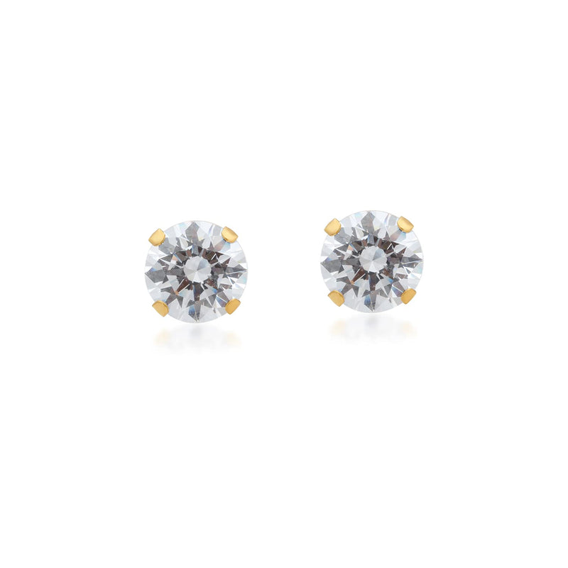 Jewelili Stud Earrings Box Set with Cubic Zirconia in 10K White and Yellow Gold View 4